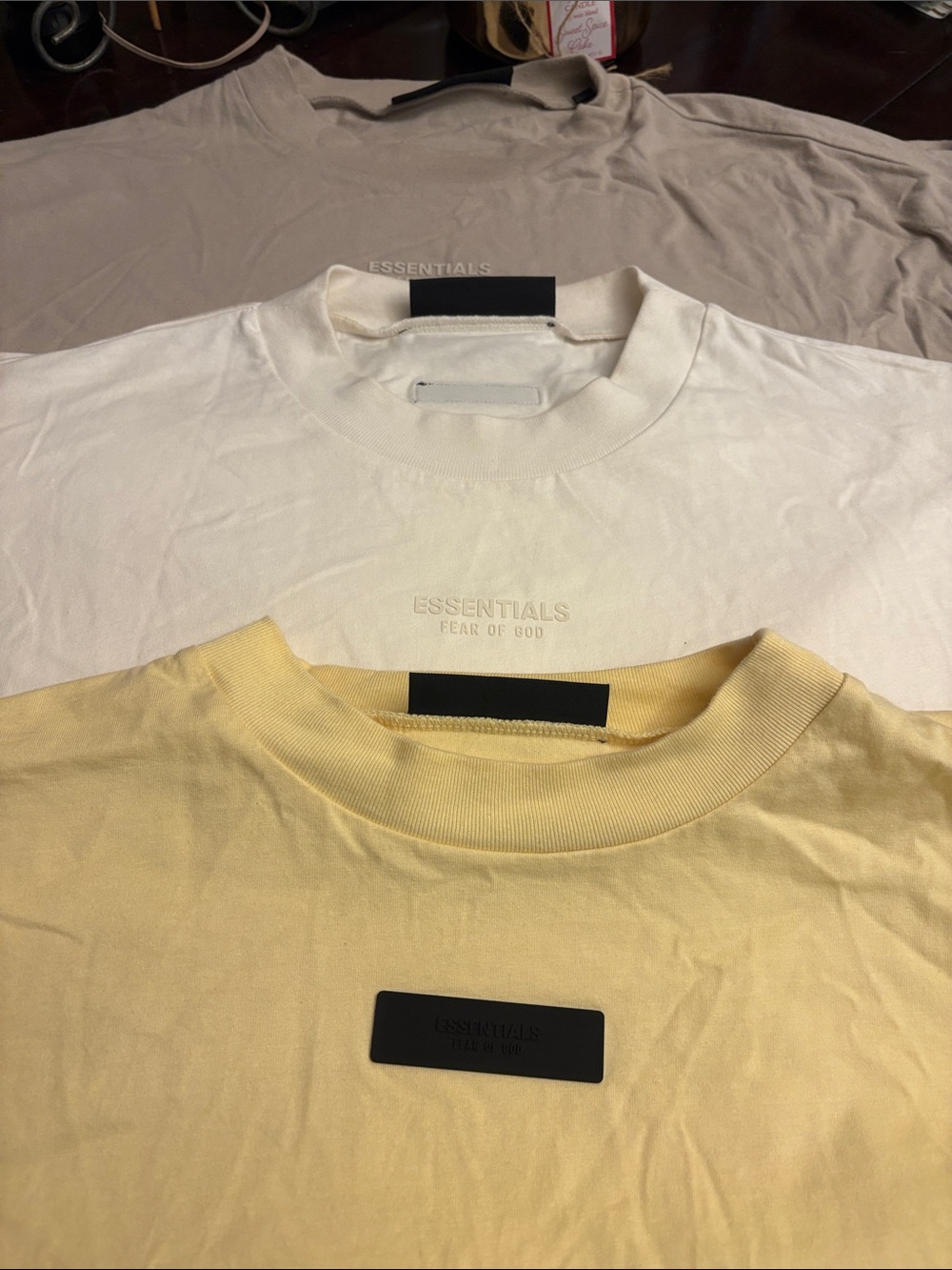 ESSENTIALS Fear of God Men's Crew Neck T-Shirt - Yellow, White, Taupe